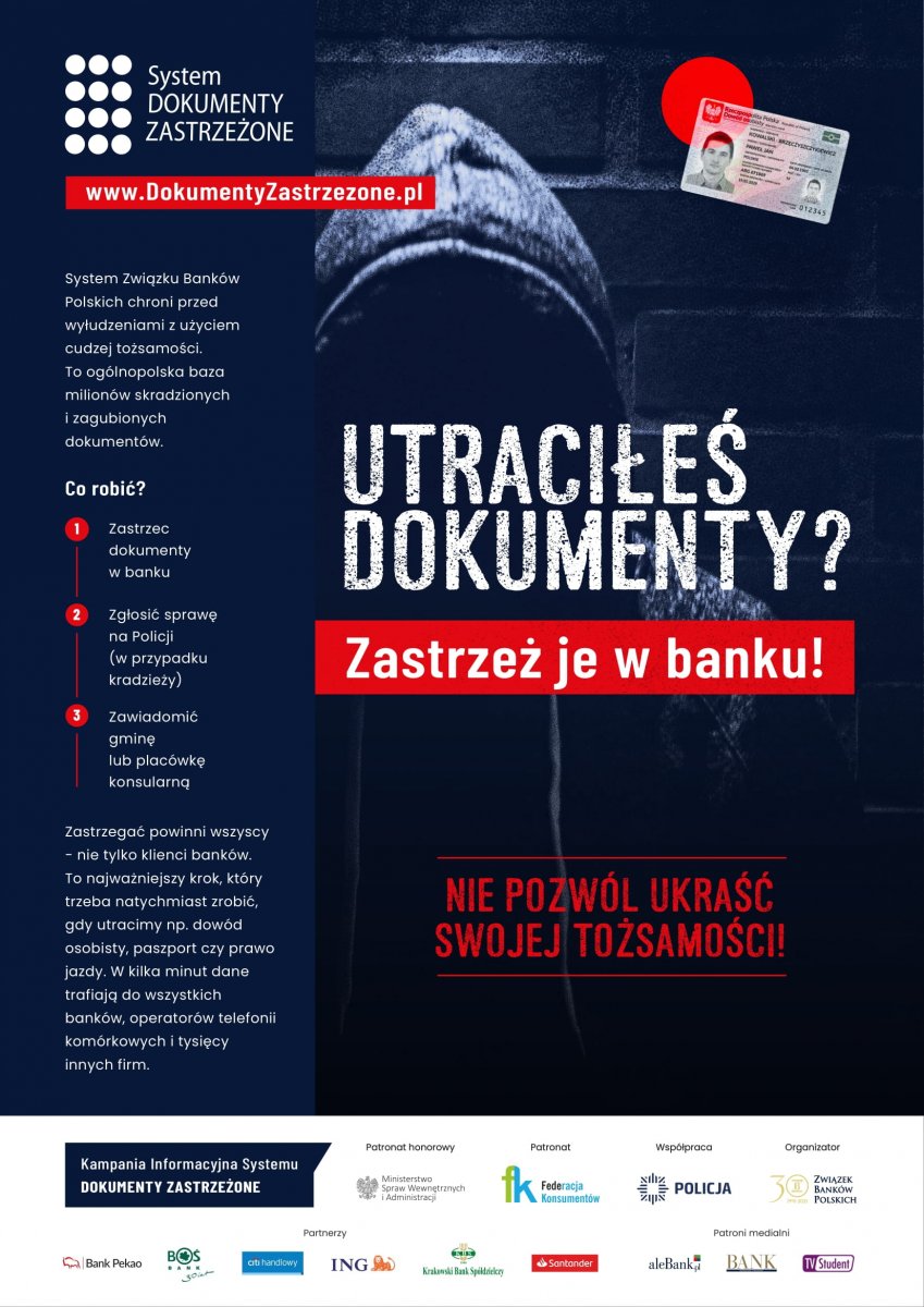Na zdjęciu plakat promujący akcję zastrzegania dokumentów.