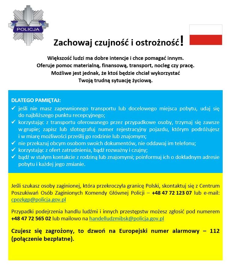 Na zdjęciu ulotka profilaktyczna dla uchodźców w języku polski.