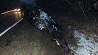 Mercedes po zderzeniu w Lisowie