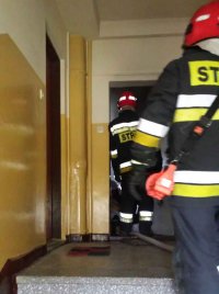 Strażacy w czasie akcji gaśniczej
