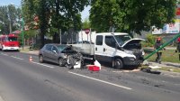 Policjanci i strażacy na miejscu zdarzenia