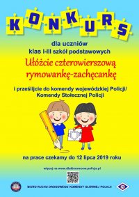 Na zdjęciu plakat informujący o konkursie Rymowanka- Zachęcanka.