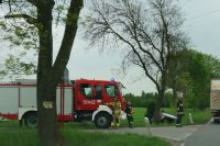 Na zdjęciu kolizja w rejonie Koszęcina , na zdjęciu wóz straży pożarnej.