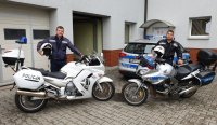 Na zdjęciu policyjny motocykle i policjanci.