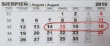 Na zdjęciu kalendarz  z zaznaczonymi dniami prowadzonych działań.