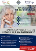 Na zdjęciu plakat dotyczący tematyki oszustw na wnuczka.