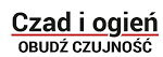 Na zdjęciu widoczne logo akcji czad i ogień obudź czujność. Widać żółty płomień z napisem c.o i podpisem czad i ogień obudź czujność.