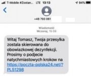 Na zdjęciu fragment wiadomości z komunikatora  widoczny na telefonie komórkowym.