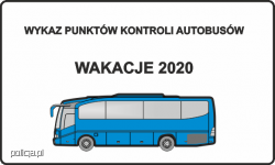 Na zdjęciu narysowany autobus i napis wykaz punktów kontroli autokarów.