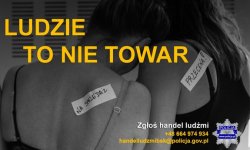 Na zdjęciu plakat promujący akcję przeciwko handlowi ludźmi.