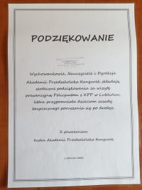 Na zdjęciu podziękowania, których treść znajduje się w tekście artykułu.