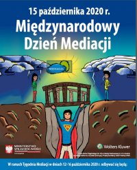 Na zdjęciu plakat promujący dzień i tydzień mediacji.