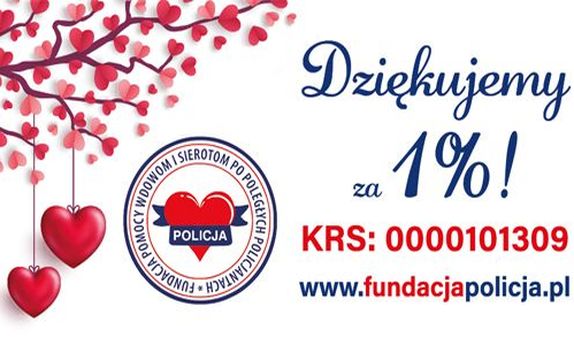 Na zdjęciu podziękowanie za przekazanie jednego procenta na wsparcie funduszu po poległych policjantach.