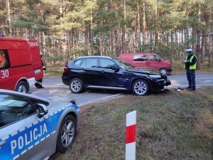 Na zdjęciu pojazdy biorące wudział w zdarzeniu w Bruśku.