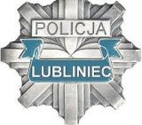 Na zdjęciu policyjna gwiazda z napisem policja Lubliniec.