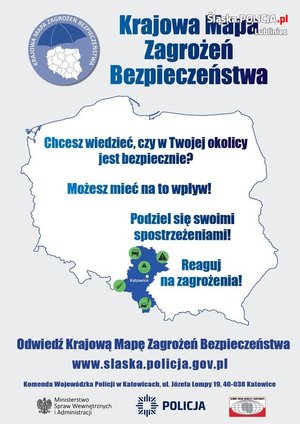 Na zdjęciu plakat promujący Krajową Mapę Zagrożeń Bezpieczeństwa.