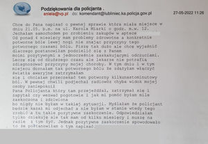 Na zdjęciu fragment listu nadesłanego do Komendy Powiatowej Policji w Lublińcu.