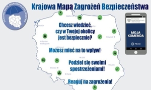 Na zdjęciu logo aplikacji Krajowa Mapa Zagrożeń Bezpieczeństwa.