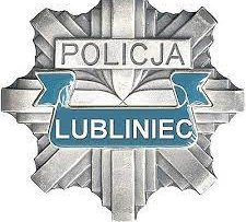 Na zdjęciu policyjna gwiazda i napis Policja Lubliniec.