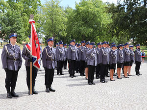 Na zdjęciu policjanci Komendy Powiatowej Policji w Lublińcu w trakcie Święta Policji w Koszęcinie.