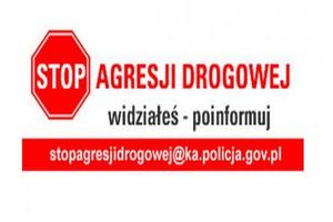 Na zdjęciu grafika z napisem stop agresji drogowej i znak drogowy -stop.