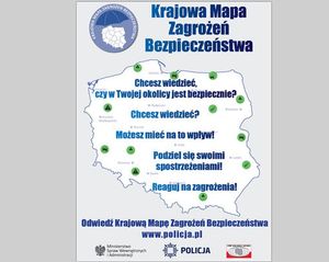 Na zdjęciu plakat promujący Krajową Mapę Zagrożeń Bezpieczeństwa.