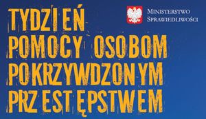 Na zdjęciu widoczny napis Tydzień Pomocy Osobom Pokrzywdzonym Przestępstwem