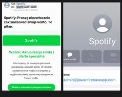 Na zdjęciu zrzut ekranu wiadomości phishingowej.